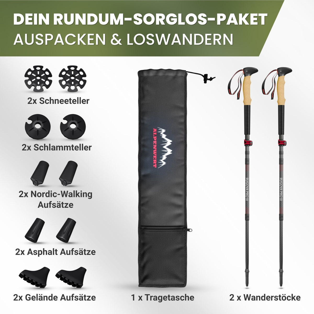 Wanderstöcke faltbar - ALPENWERT