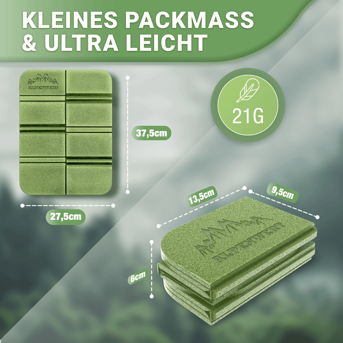 GRATIS - Outdoor Sitzkissen faltbar 2er Set – Leicht & isolierend - ALPENWERT