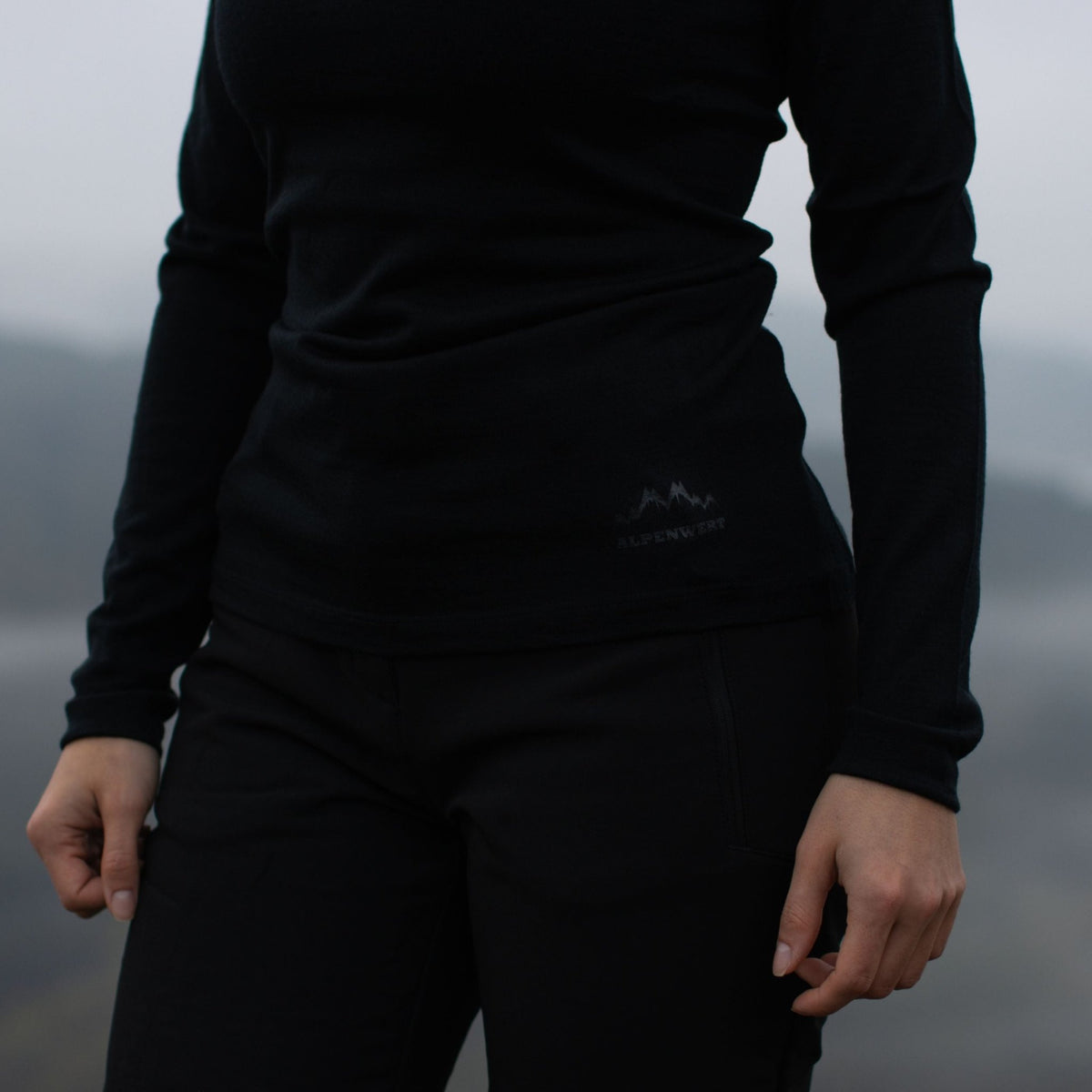 Langarmshirt Damen 100% Merino mit Zip - ALPENWERT