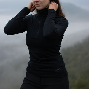 Langarmshirt Damen 100% Merino mit Zip - ALPENWERT