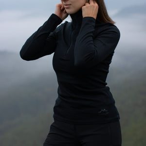 Langarmshirt Damen 100% Merino mit Zip - ALPENWERT