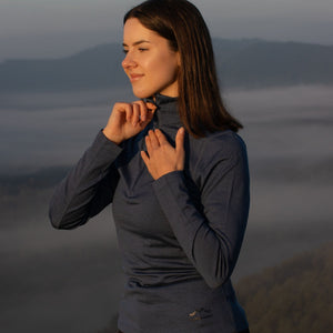 Langarmshirt Damen 100% Merino mit Zip - ALPENWERT