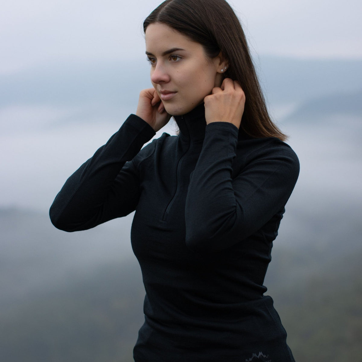Langarmshirt Damen 100% Merino mit Zip - ALPENWERT