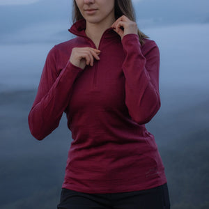 Langarmshirt Damen 100% Merino mit Zip - ALPENWERT