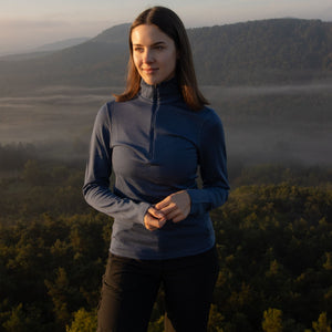Langarmshirt Damen 100% Merino mit Zip - ALPENWERT