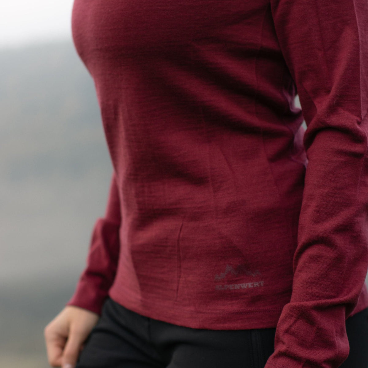Langarmshirt Damen 100% Merino mit Zip - ALPENWERT