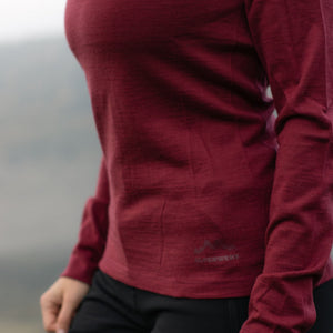 Langarmshirt Damen 100% Merino mit Zip - ALPENWERT