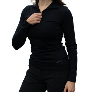 Langarmshirt Damen 100% Merino mit Zip - ALPENWERT