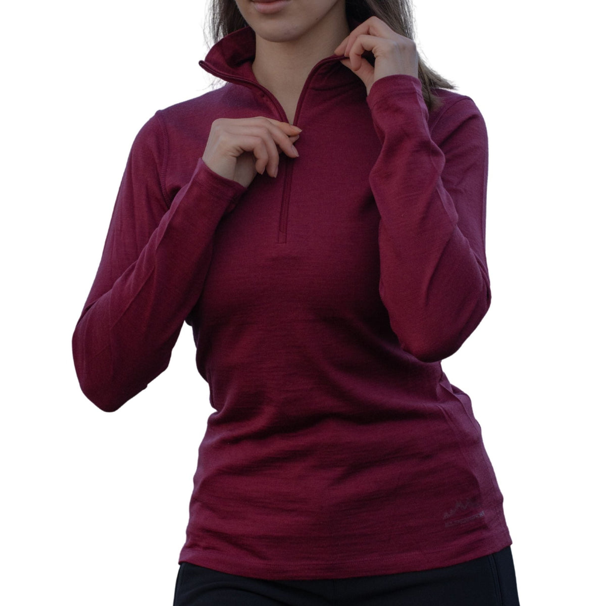 Langarmshirt Damen 100% Merino mit Zip - ALPENWERT