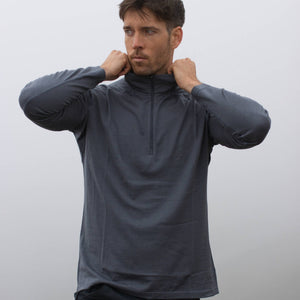 Langarmshirt Herren 100% Merino mit Zip - ALPENWERT