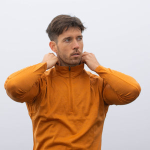 Langarmshirt Herren 100% Merino mit Zip - ALPENWERT