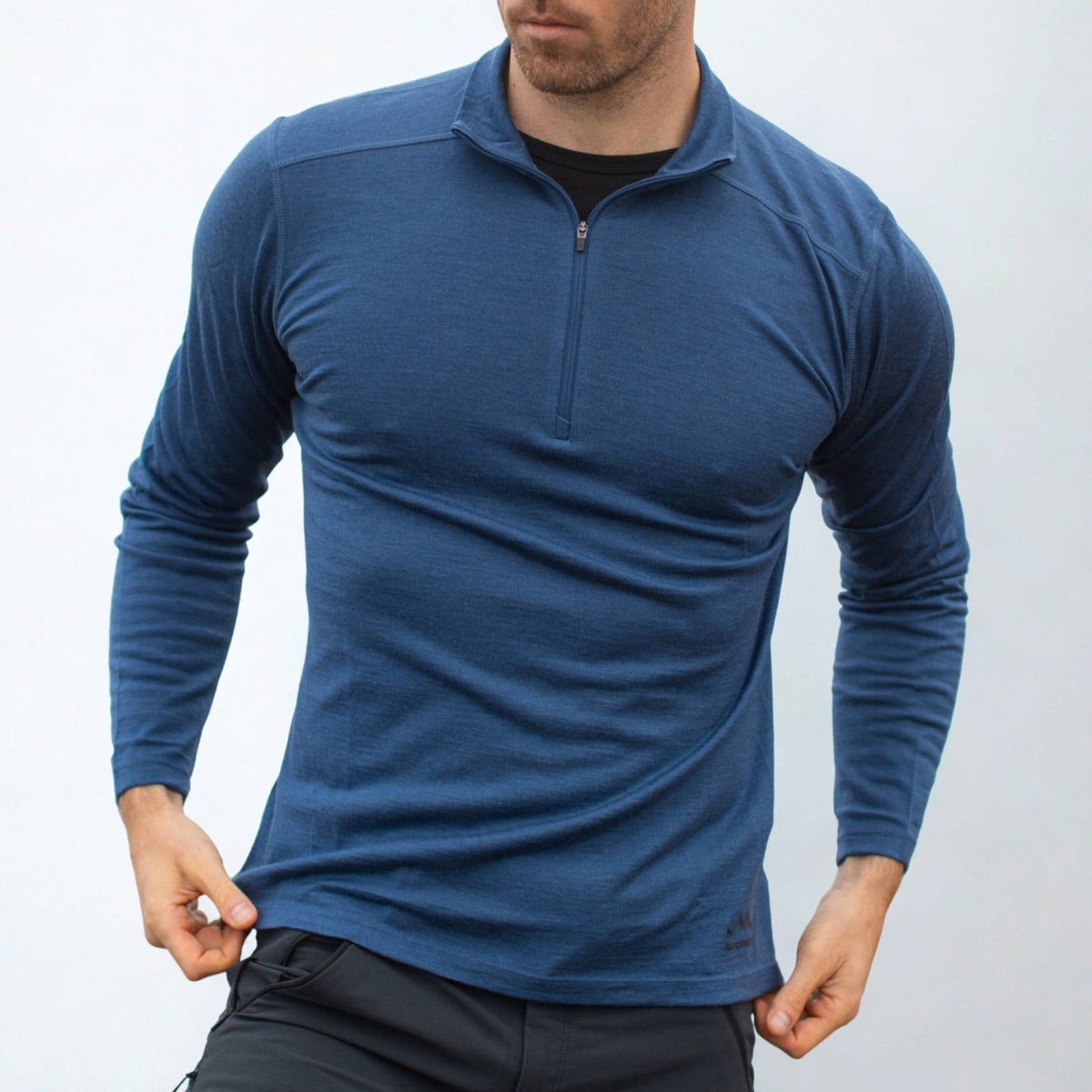 Langarmshirt Herren 100% Merino mit Zip - ALPENWERT
