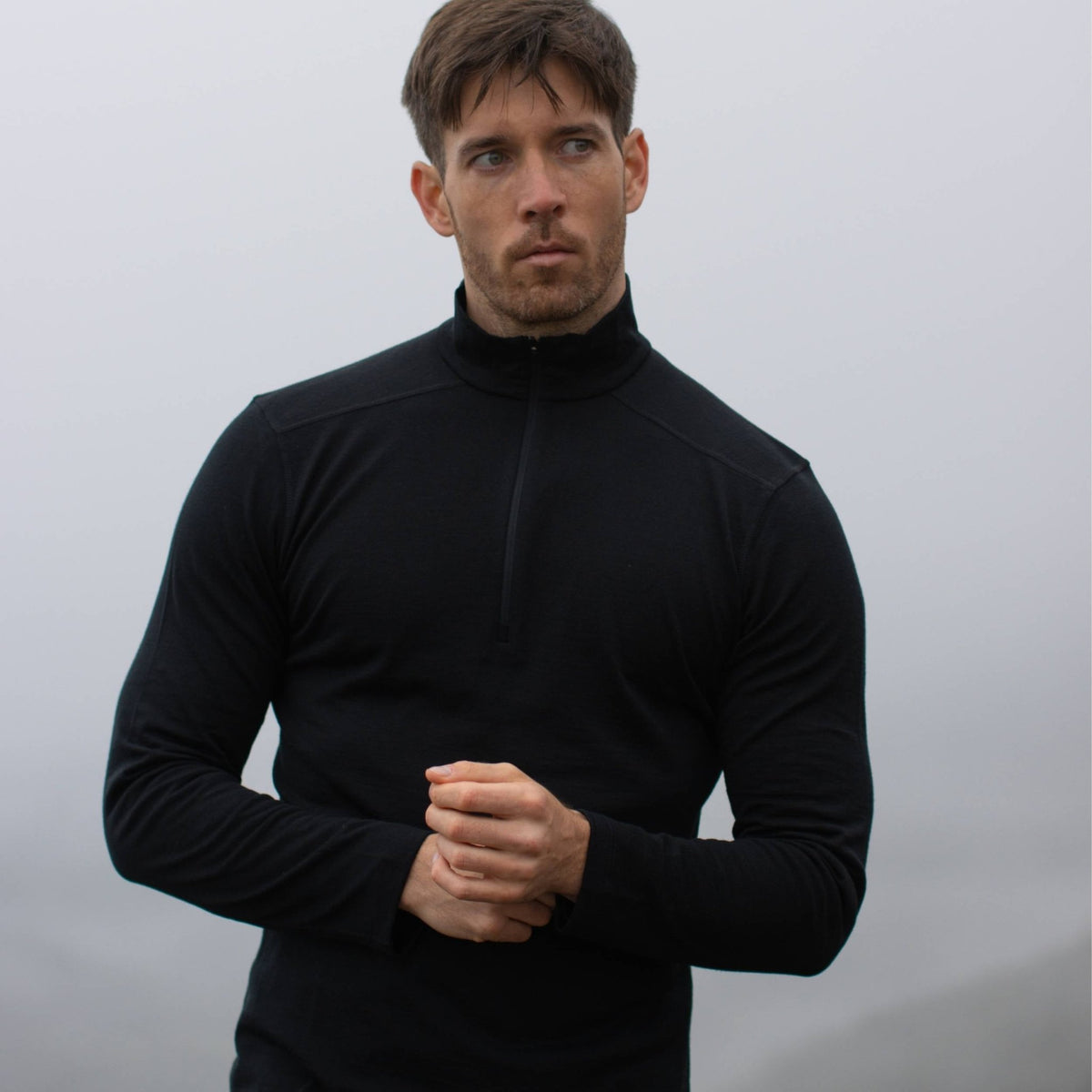 Langarmshirt Herren 100% Merino mit Zip - ALPENWERT