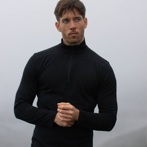 Langarmshirt Herren 100% Merino mit Zip - ALPENWERT