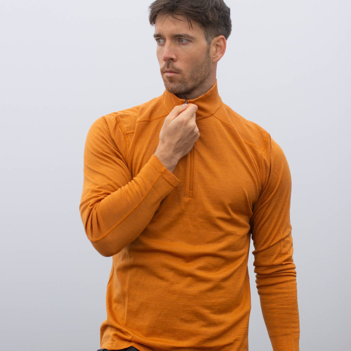 Langarmshirt Herren 100% Merino mit Zip - ALPENWERT