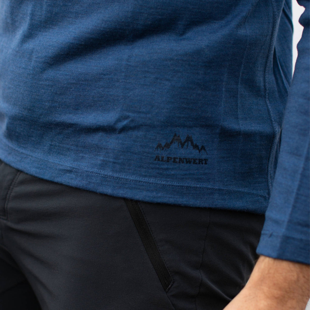 Langarmshirt Herren 100% Merino mit Zip - ALPENWERT