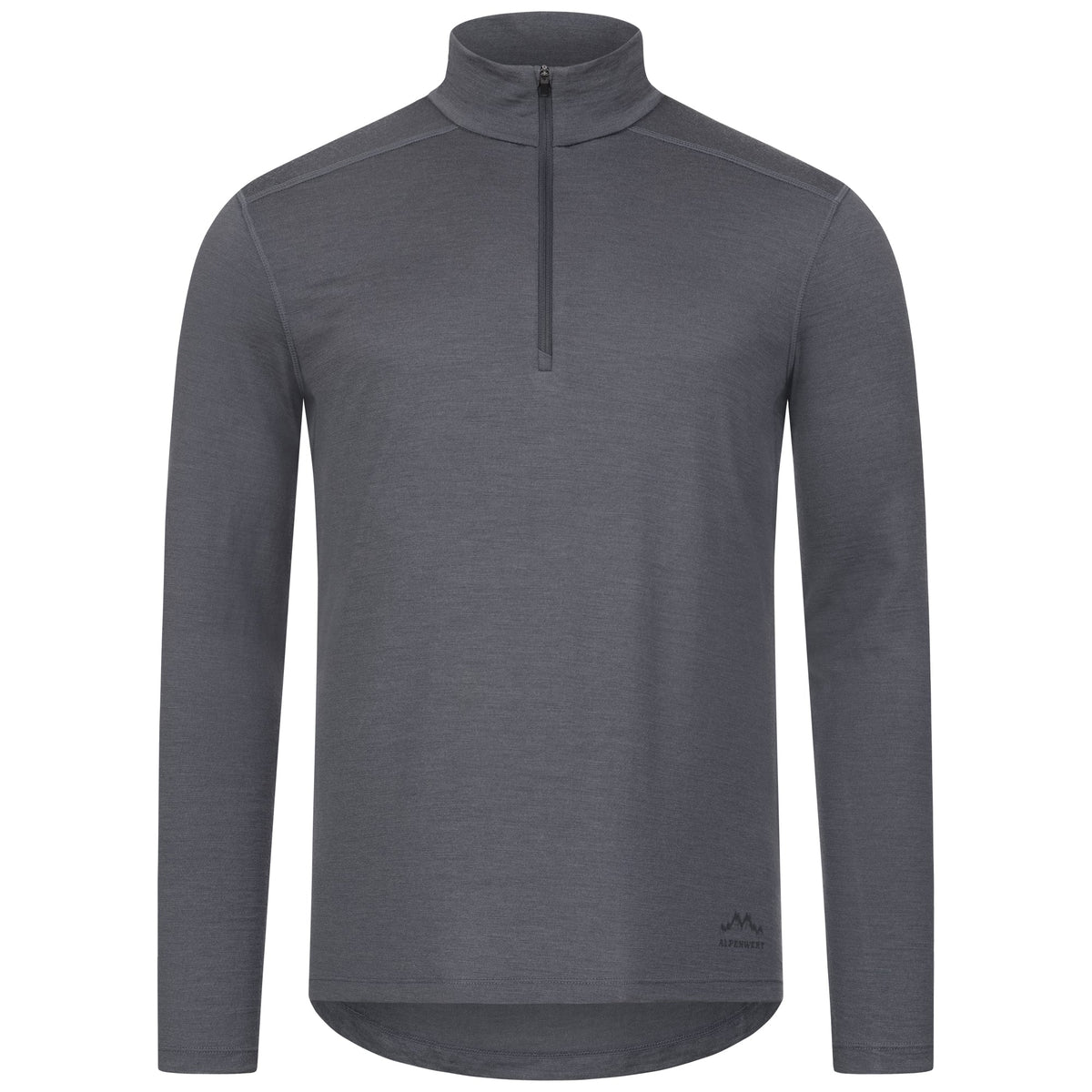 Langarmshirt Herren 100% Merino mit Zip - ALPENWERT