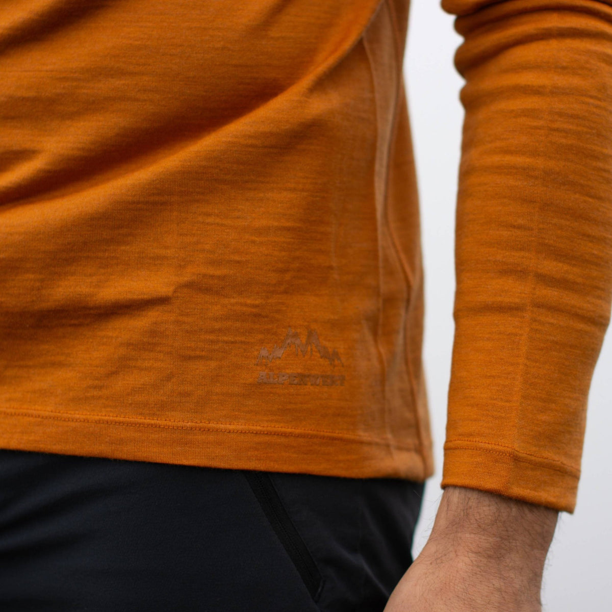 Langarmshirt Herren 100% Merino mit Zip - ALPENWERT