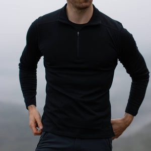 Langarmshirt Herren 100% Merino mit Zip - ALPENWERT