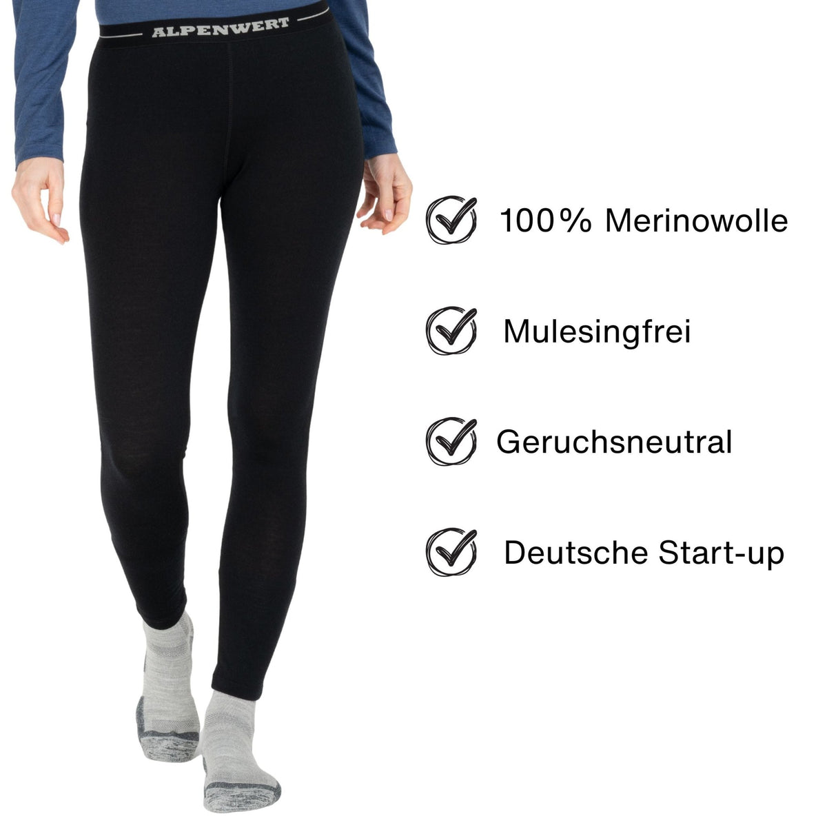 Lange Unterhose Damen aus 100% Merinowolle - ALPENWERT