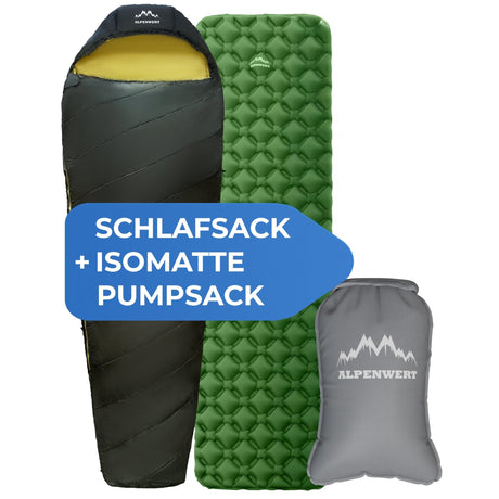 Schlafsack + Isomatte + Pumpsack - ALPENWERT