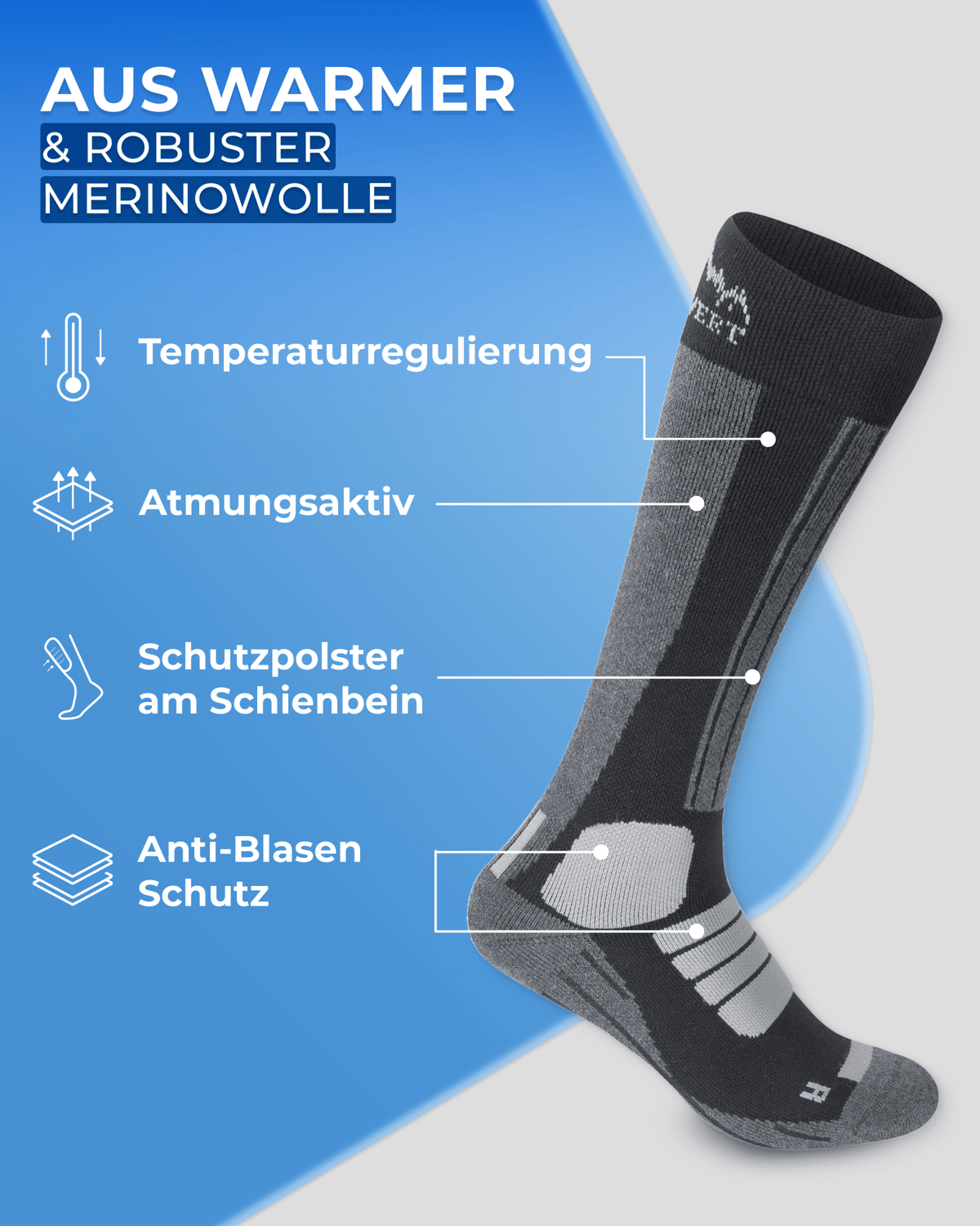 Skisocken Merino 2 Paar - ALPENWERT