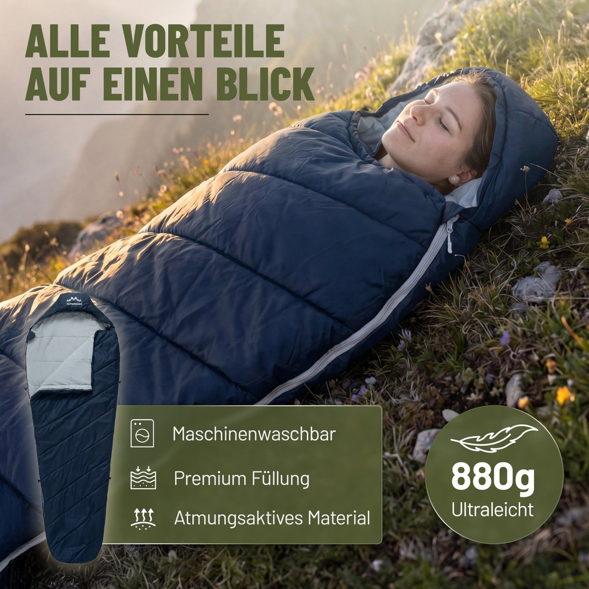 Sommerschlafsack 880g - ALPENWERT