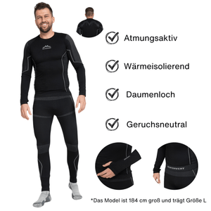 Thermounterwäsche Herren mit Daumenloch aus recyceltem Polyester - ALPENWERT