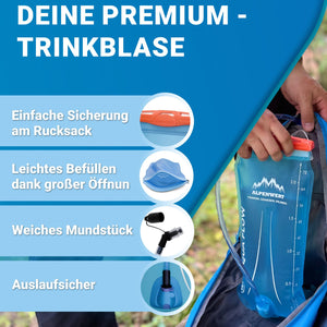 Trinkblase mit Trinkschlauch – BPA - frei, ultraleicht & robust - ALPENWERT
