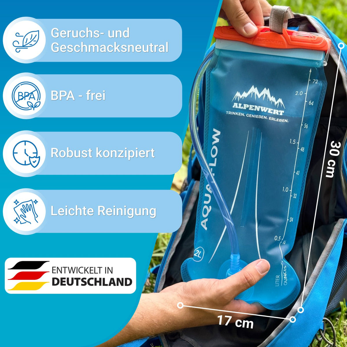 Trinkblase mit Trinkschlauch – BPA - frei, ultraleicht & robust - ALPENWERT
