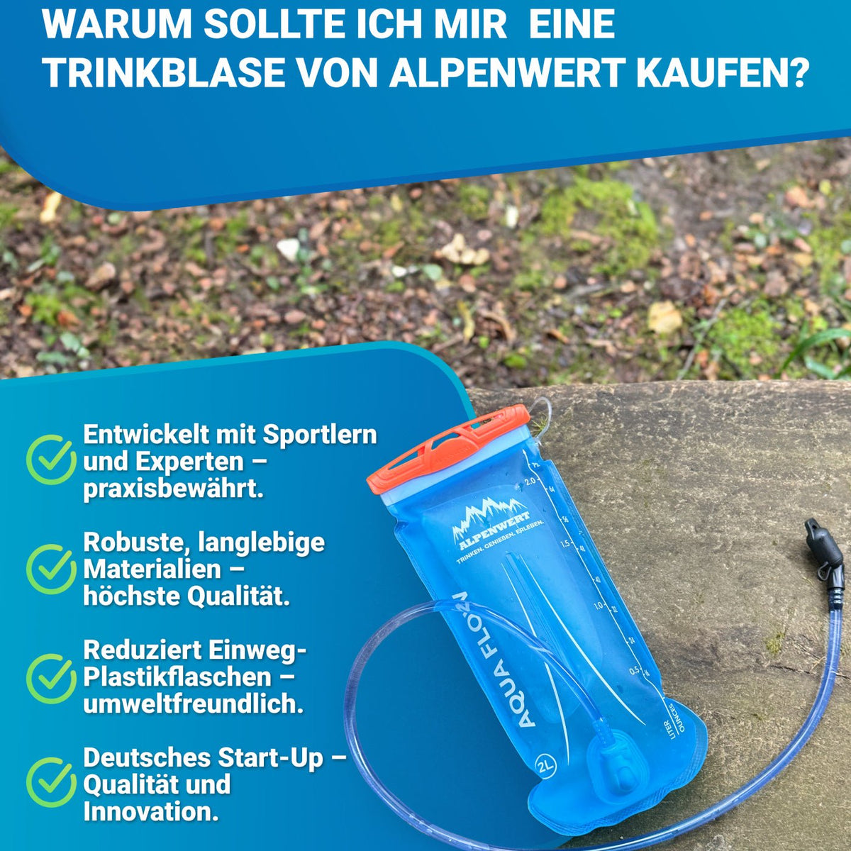 Trinkblase mit Trinkschlauch – BPA - frei, ultraleicht & robust - ALPENWERT