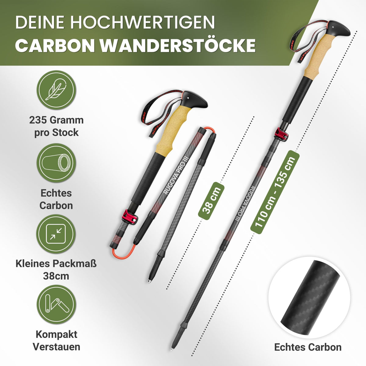 Wanderstöcke faltbar - ALPENWERT