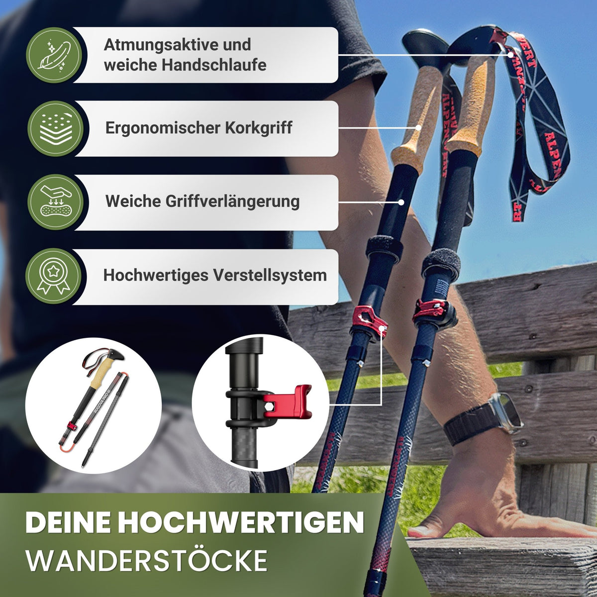 Wanderstöcke faltbar - ALPENWERT